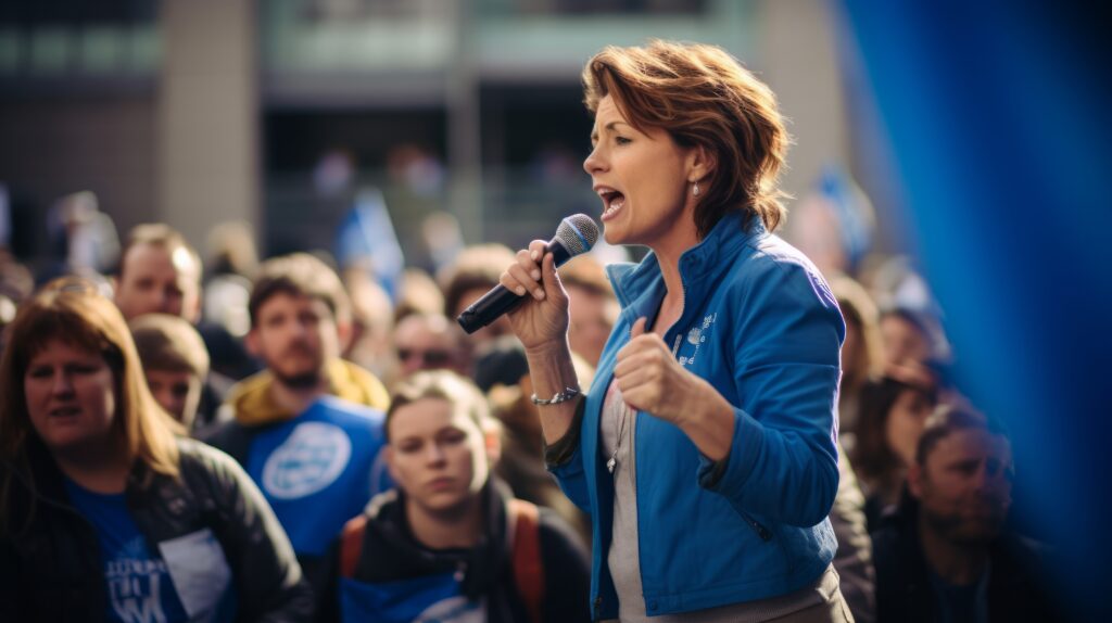 Resilient politologist at a political protest