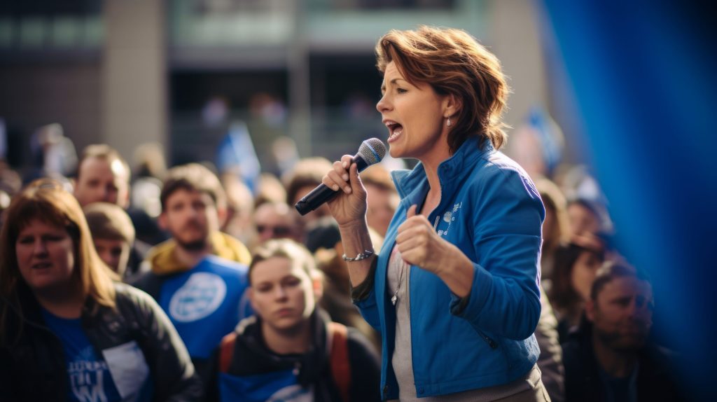 Resilient politologist at a political protest