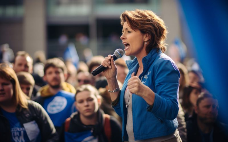 Resilient politologist at a political protest